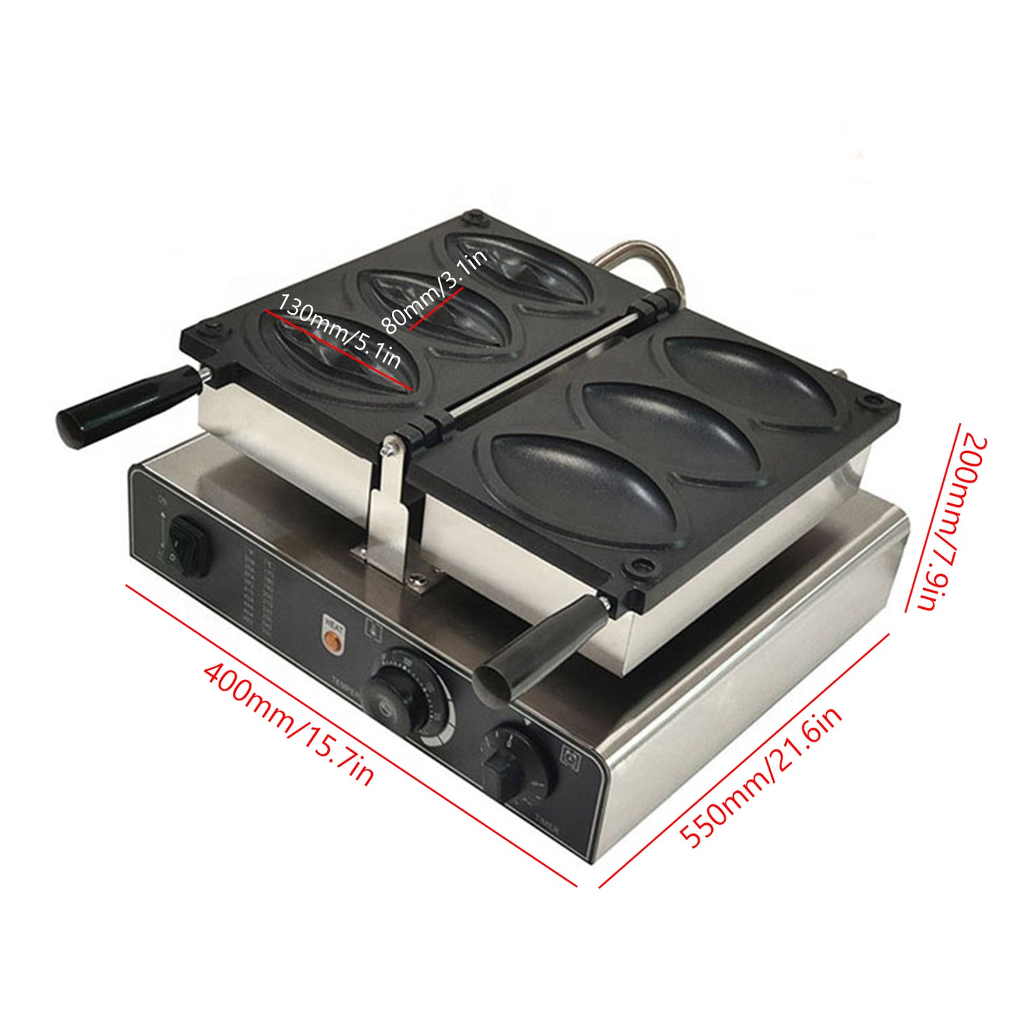 Máquina para hacer gofres tipo vagina con volteo de 3 rejillas
