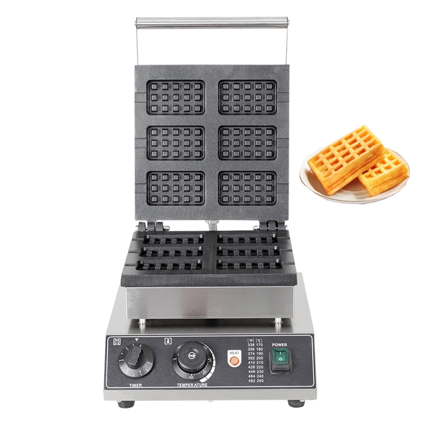 6-grid square pressed waffle maker