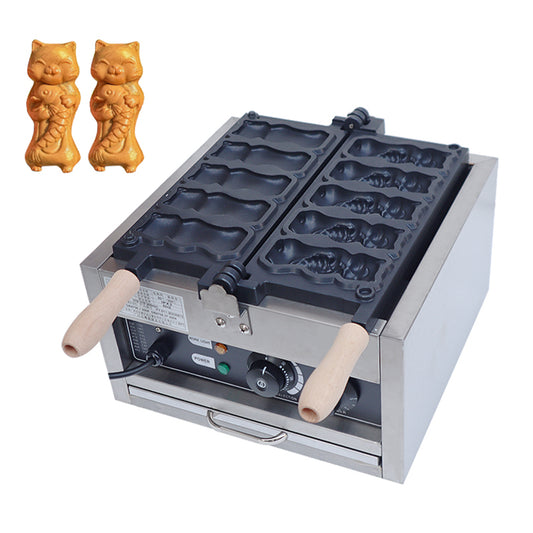 Commercial Electric Cute Cat Embrace Fish Waffle Maker