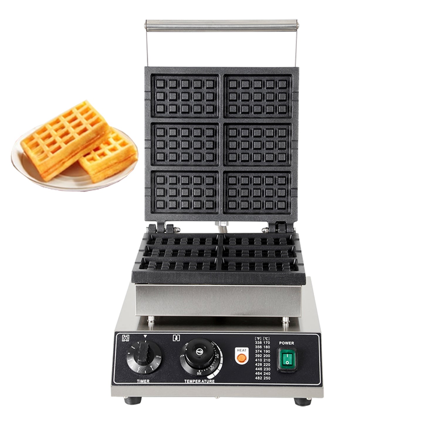 6-grid square pressed waffle maker