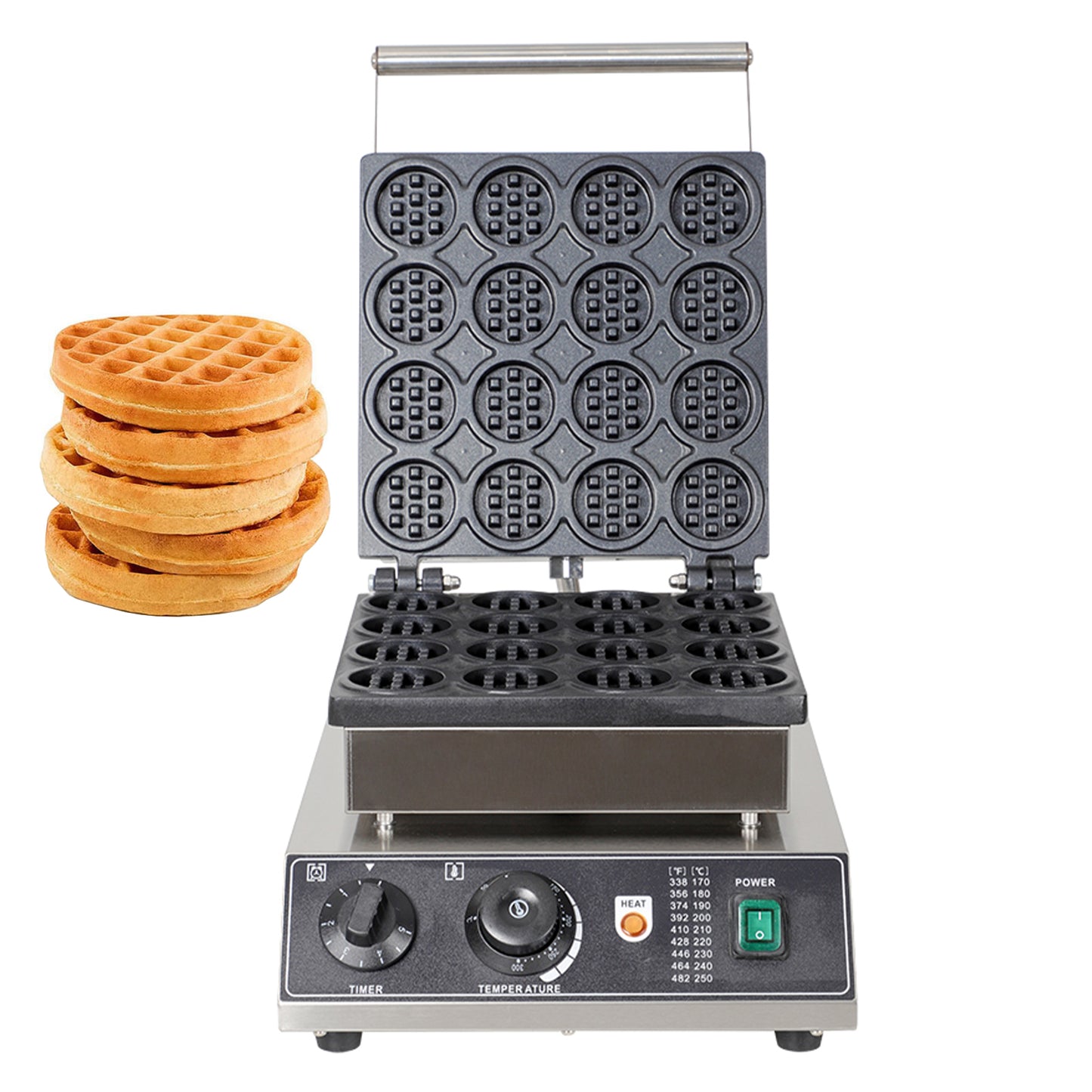 16 grid mini round waffle press