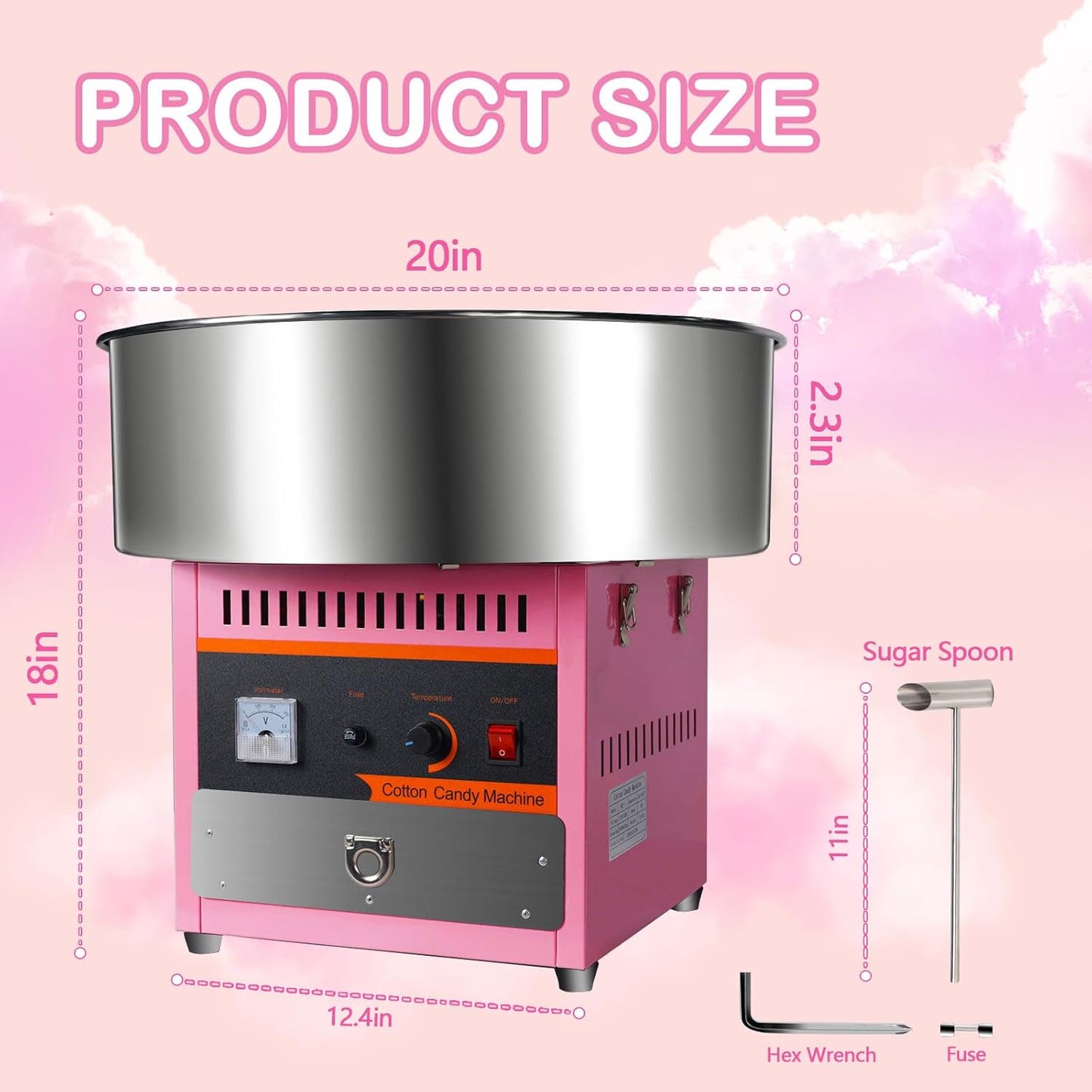 CPVKRY Kids pink Automatic Cotton Floss Candy Machine for Party Home Carnival Kids Birthday Family Party