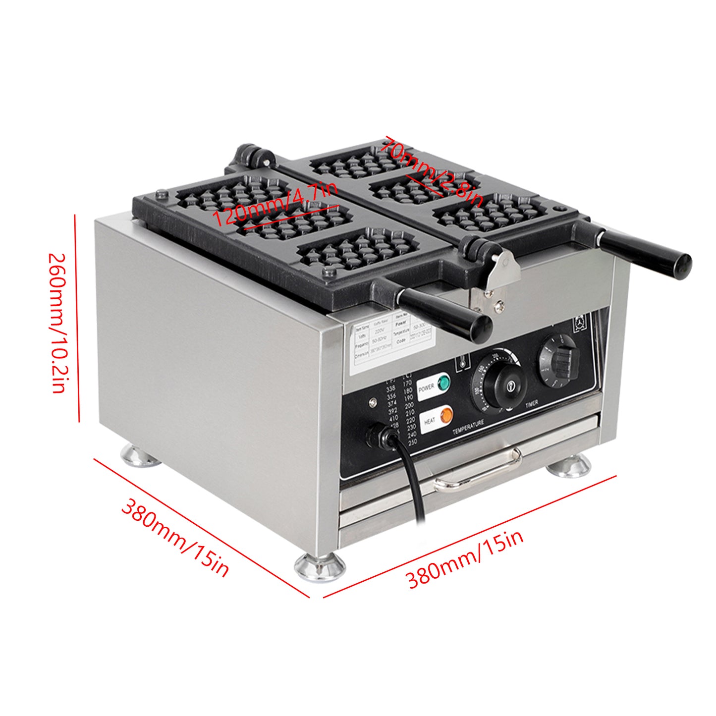 3-grid flipping honeycomb waffle maker