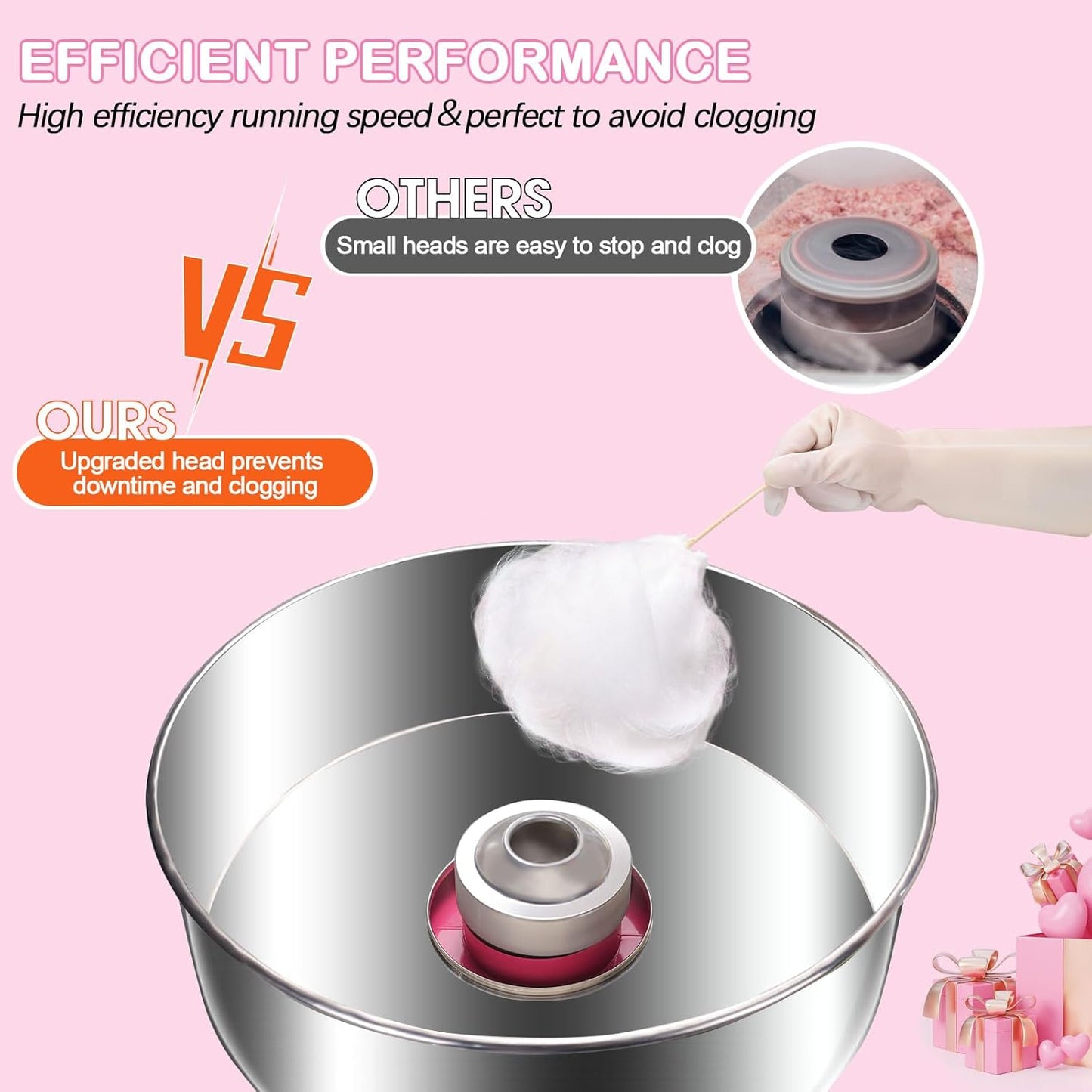 CPVKRY Kids pink Automatic Cotton Floss Candy Machine for Party Home Carnival Kids Birthday Family Party