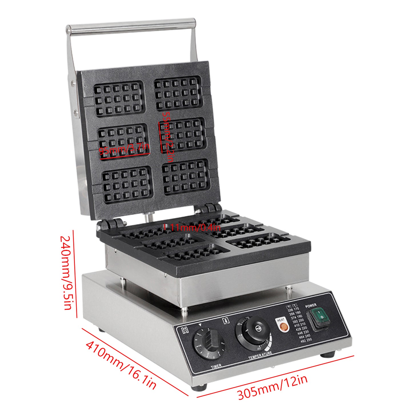 6-grid square pressed waffle maker