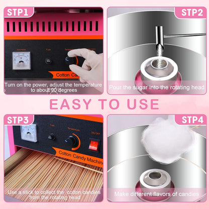 CPVKRY Kids pink Automatic Cotton Floss Candy Machine for Party Home Carnival Kids Birthday Family Party