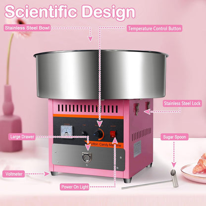 CPVKRY Kids pink Automatic Cotton Floss Candy Machine for Party Home Carnival Kids Birthday Family Party