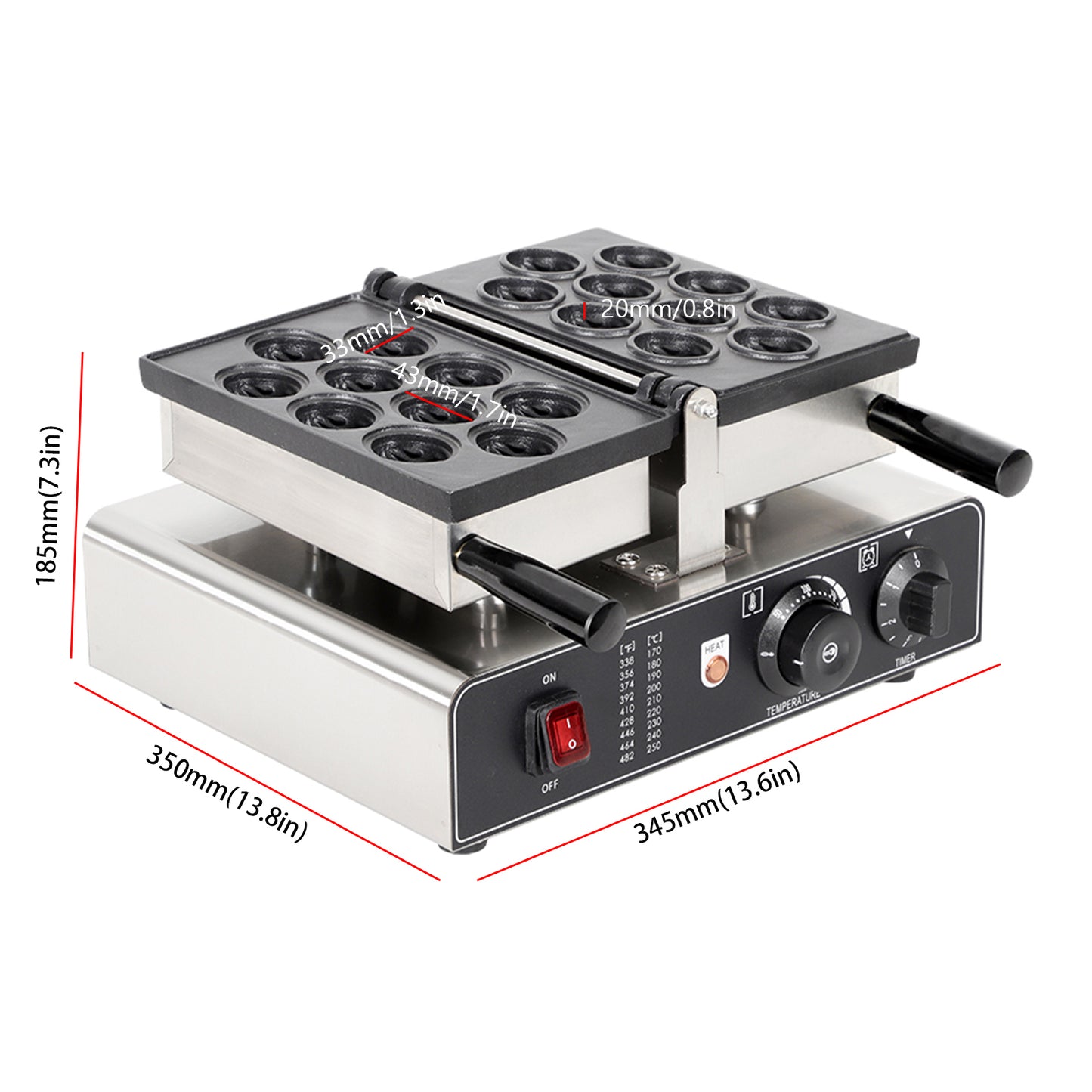 10 grid flipping veneer walnut waffle maker