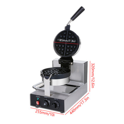 Single head rotating Belgian waffle maker