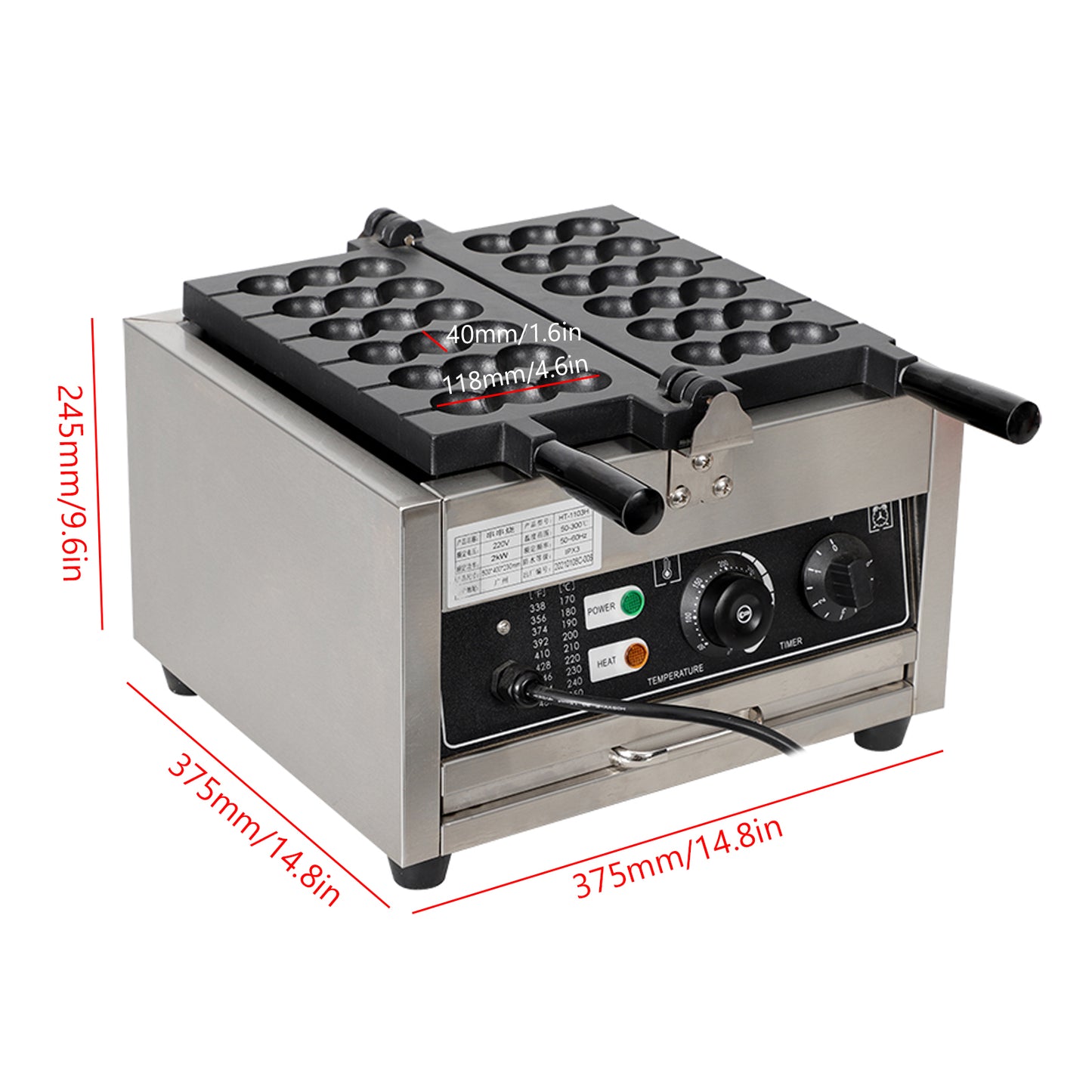 6-grid flipping horizontal string waffle maker